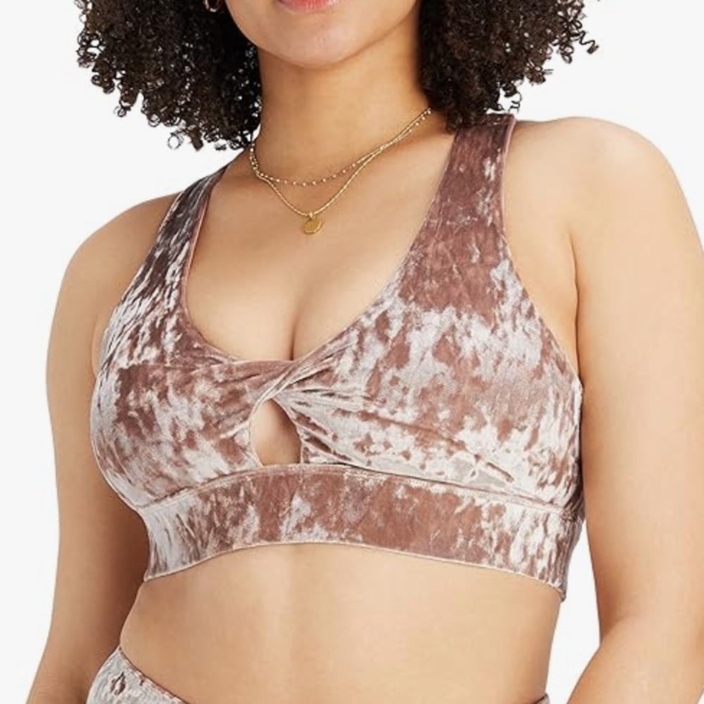 Sz XS Fabletics Oasis Twist Sports Bra velvet velour